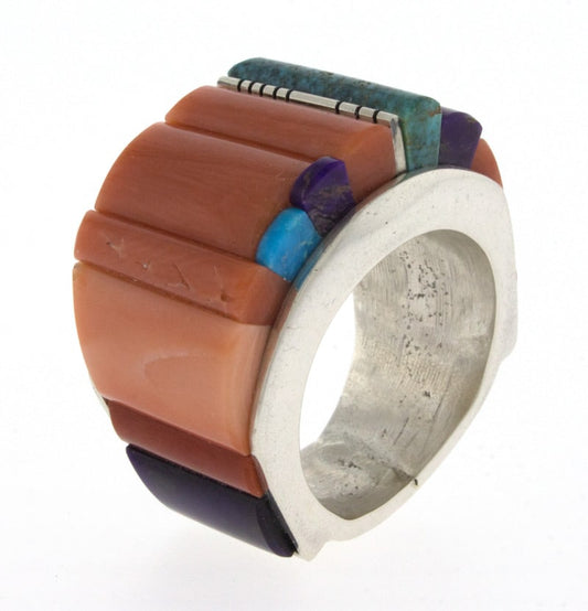 Tufa Cast Ring With Multi-Stone Height Inlay