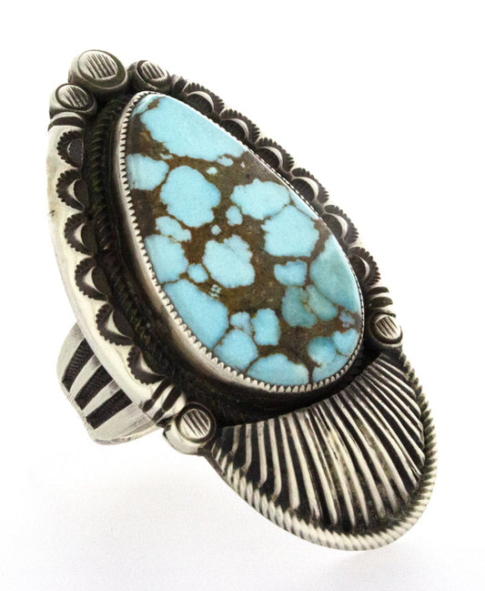 Natural #8 Turquoise Web Statement Ring