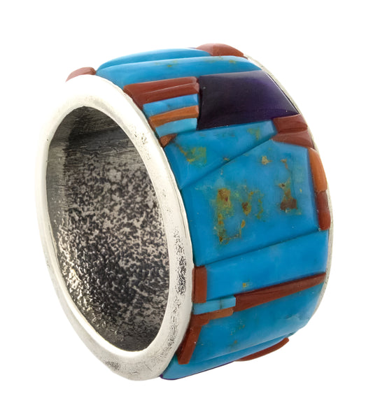 Tufa Cast Ring With Natural Raised Cobblestone Inlay Design