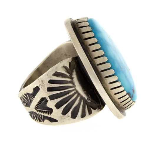 Natural Kingman Water Web Turquoise Ring