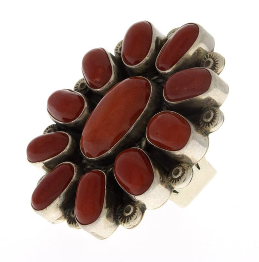 High Grade Natural Mediterranean Coral Cluster Ring