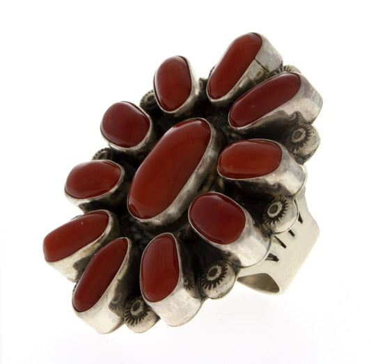 High Grade Natural Mediterranean Coral Cluster Ring