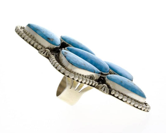 High Grade Natural Kingman Water Web Turquoise Star Statement Ring