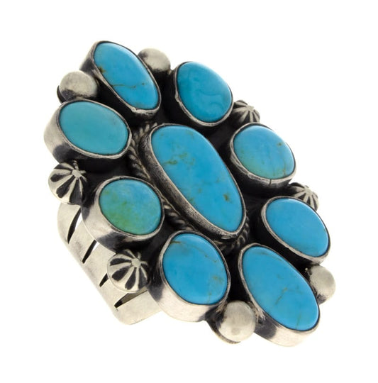 Natural Bluebird Turquoise Cluster Ring