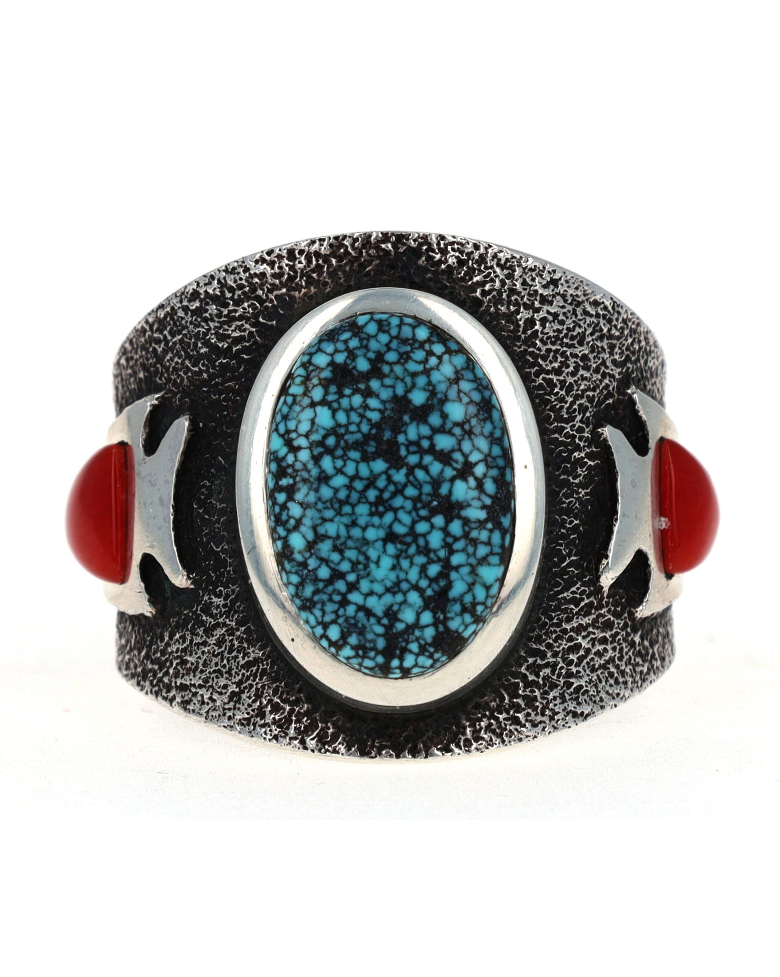 Tufa Cast Natural Nevada Black Widow Turquoise Ring With Natural 