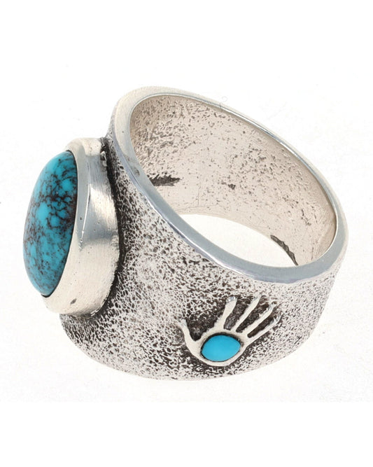 Tufa Cast High Grade Natural Bisbee Turquoise Ring