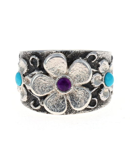 Tufa Cast Three Flower Ring