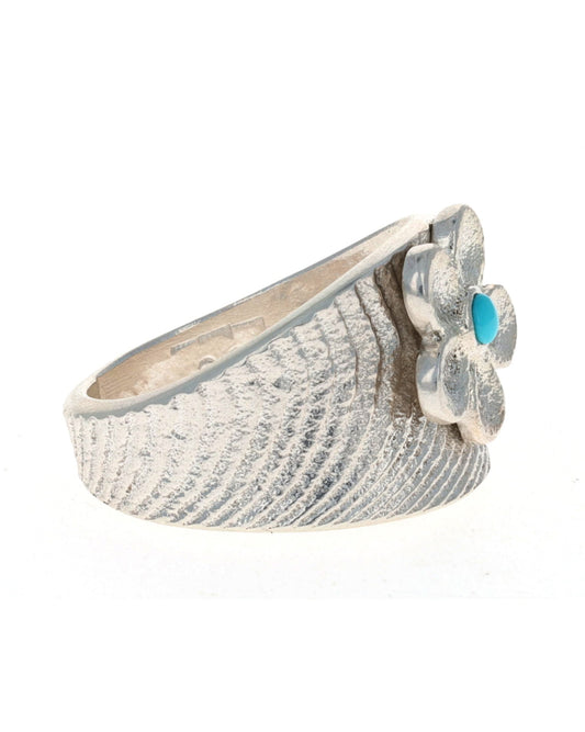 Natural Sleeping Beauty Turquoise Flower Ring