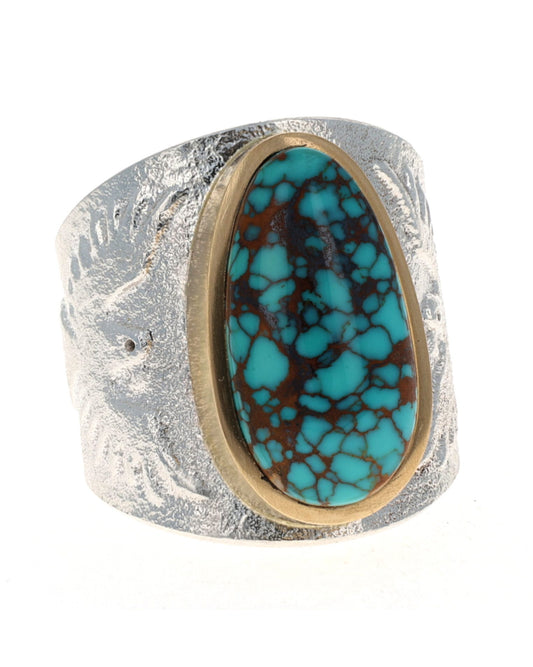 Thunderbird Ring With High Grade Natural Royston Turquoise