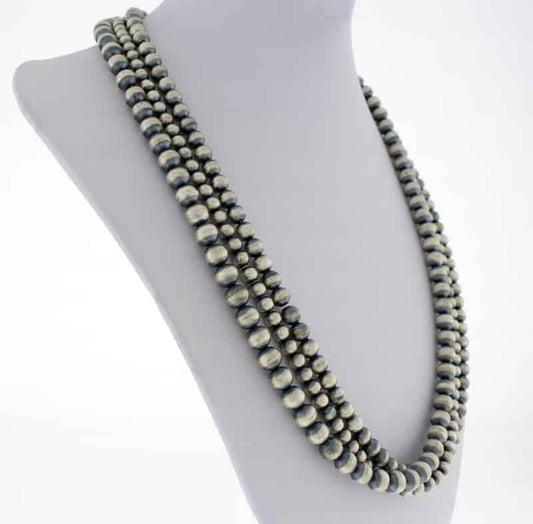 Collier en perles d'argent à 3 brins fait main