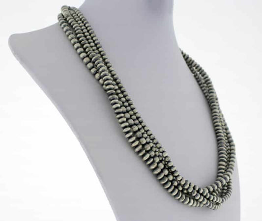 Collier en perles en argent sterling à 4 brins fait main