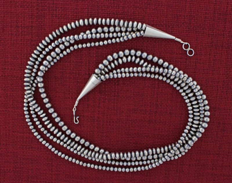 Collier en perles en argent sterling à 4 brins fait main