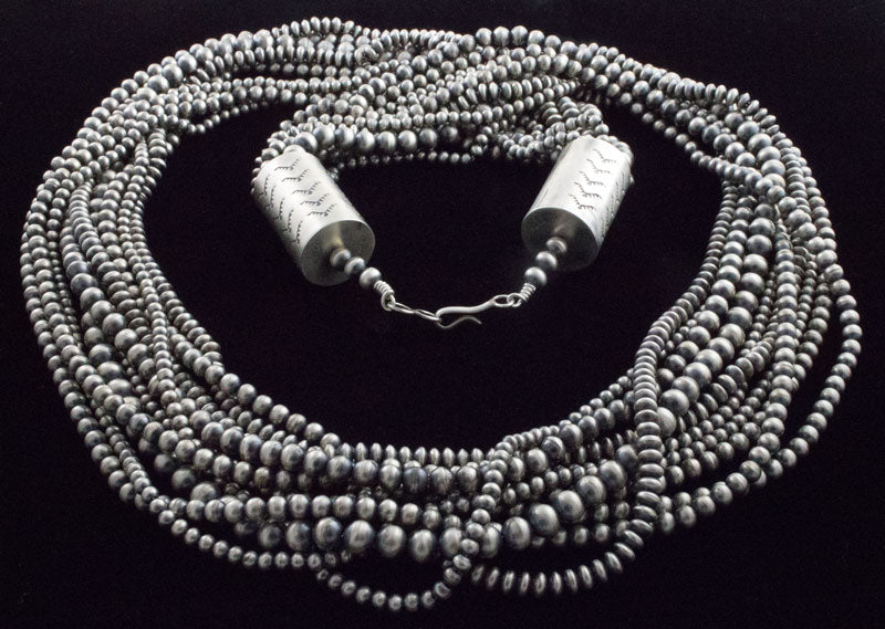 Collier en perles en argent sterling à 10 brins fait main