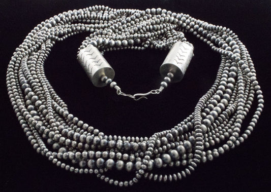 Collier en perles en argent sterling à 10 brins fait main