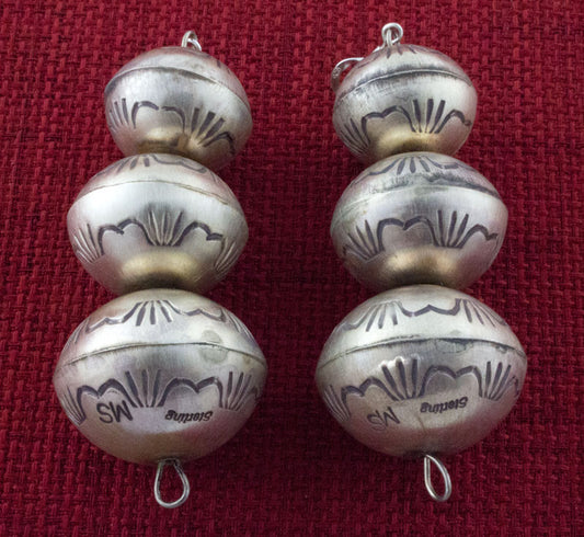 Collana di perline in argento sterling fatta a mano con orecchini abbinati