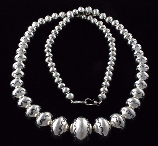 Handmade Graduated Sterling Silver Bead Necklace