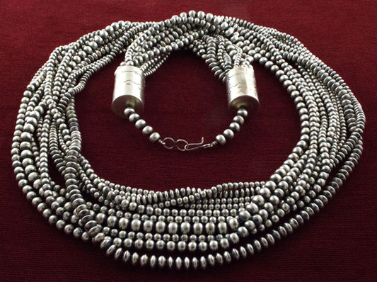 Collier en perles en argent sterling à 10 brins fait main