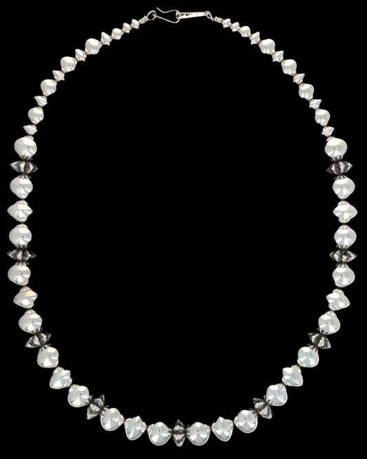 Handmade Graduated Sterling Silver Bead Necklace