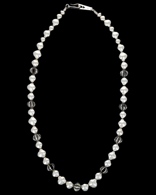 Handmade Graduated Sterling Silver Bead Necklace