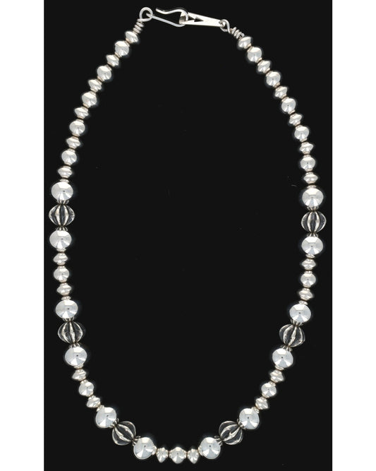 Handmade Graduated Sterling Silver Bead Necklace