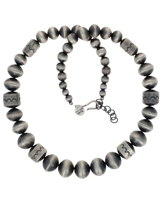 Handmade Graduated Sterling Silver Bead Necklace