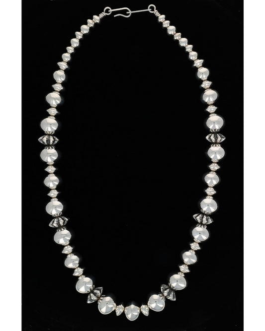 Handmade Graduated Sterling Silver Bead Necklace
