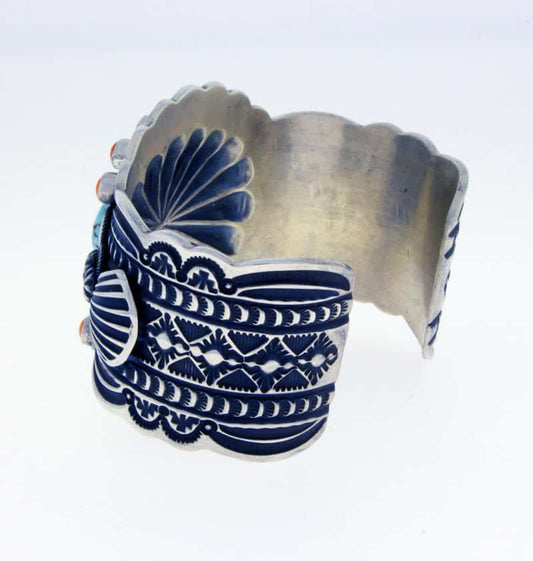 Natural Dry Creek Turquoise Bracelet With Orange Spiny Oyster Surround