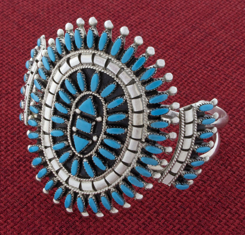 Sleeping Beauty Turquoise Needlepoint Cluster Bracelet