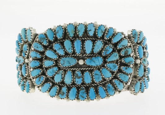 Natural Sleeping Beauty Turquoise Petit Point Cluster Bracelet