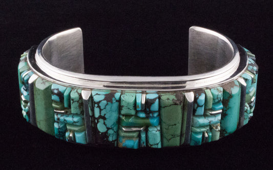 Natural Turquoise Raised Cobblestone Inlay Bracelet