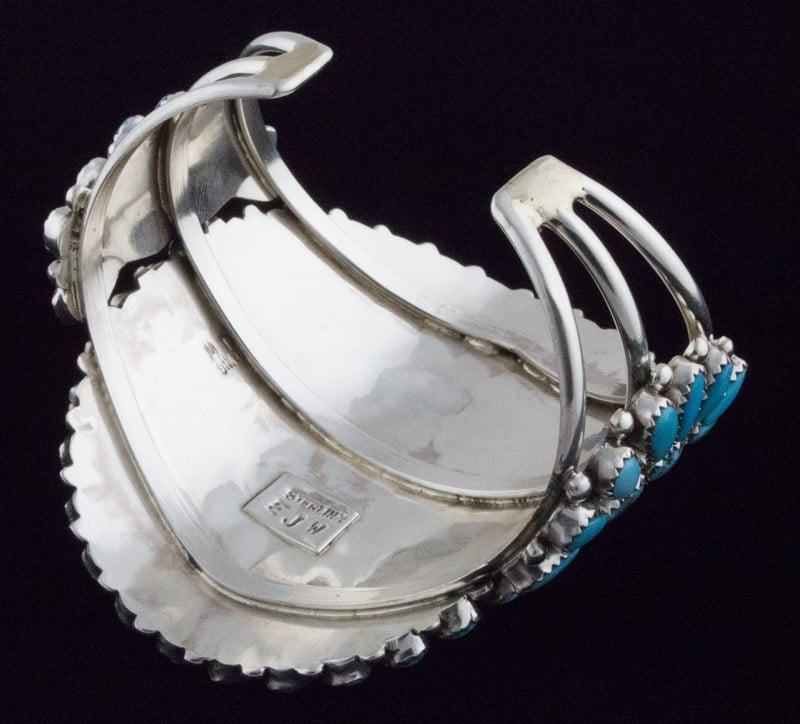 Natürlicher Kingman-Türkis Petit Point Cluster-Armband