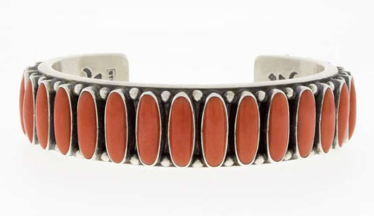High Grade Natural Mediterranean Coral 25-Stone Row Bracelet