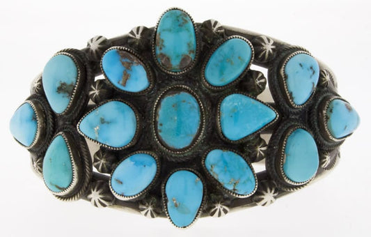 Natural Morenci Turquoise Cluster Bracelet