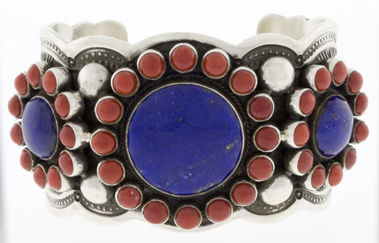 Natural Lapis & Mediterranean Coral Bracelet
