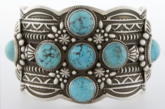 Natural Persian Turquoise 7-Stone Bracelet