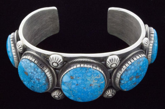 Natural Birdseye Kingman Turquoise 5-Stone Row Bracelet