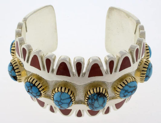 High Grade Natural Egyptian Turquoise & Coral Bracelet