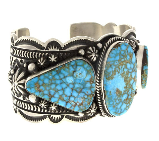 Natürlicher Birdseye Kingman Türkis 3-Stein Reihe Armband