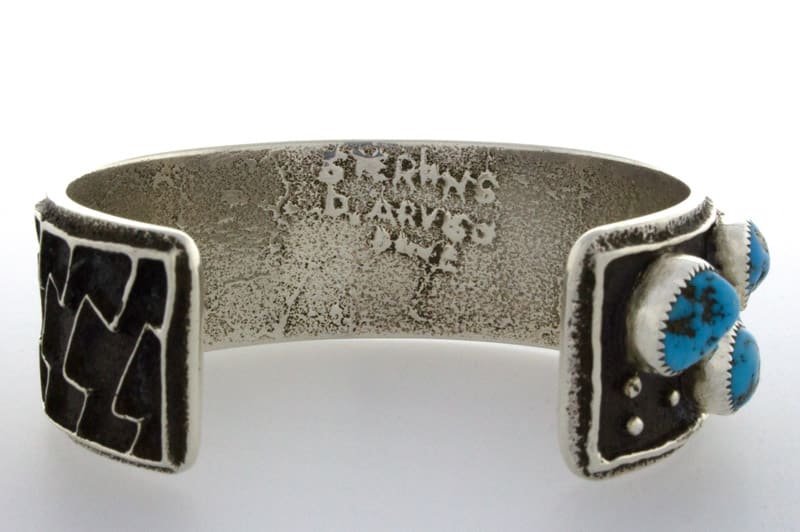 Bracciale in Tufa Cast di Turchese Kingman a Forma Libera Naturale
