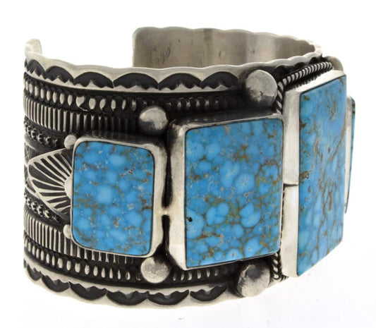 Natural Birdseye Kingman Turquoise 5-Stone Row Bracelet
