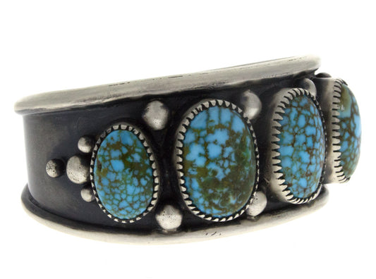 Natürlicher Birdseye Kingman Türkis 5-Stein Reihe Armband