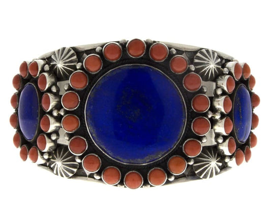 Natural Lapis & Natural Mediterranean Coral Bracelet