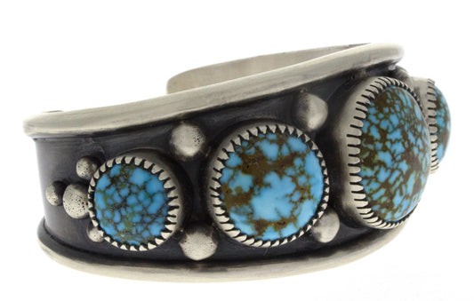 Natürlicher Kingman-Web-Türkis 5-Stein-Reihenarmband