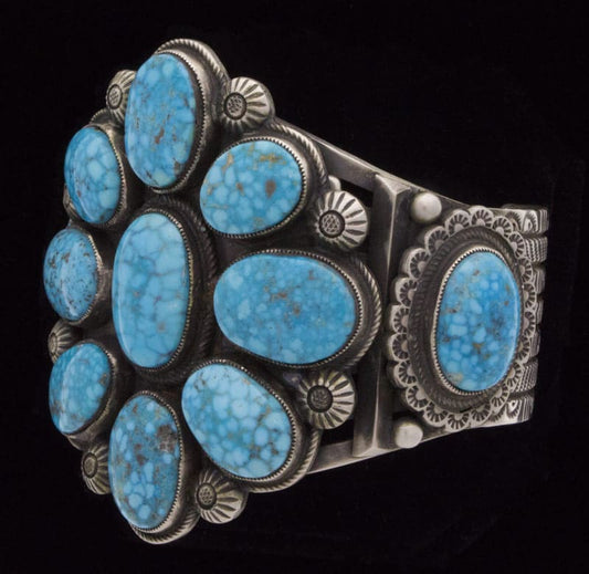 Natural Birdseye Kingman Turquoise Cluster Bracelet