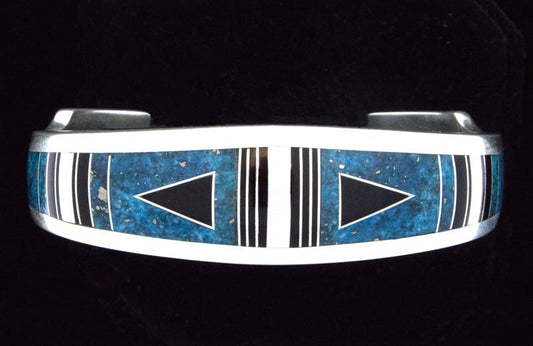 Bracciale in Turchese Nacozari Naturale e Incastonatura in Jet