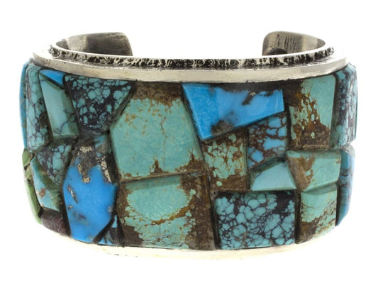 Tufa Cast Raised Cobblestone Turquoise Inlay Bracelet