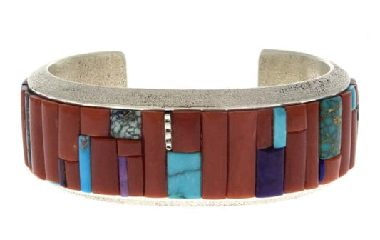 Tufa Cast Bracelet With Raised Cobblestone Inlay Design