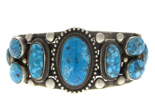 Natural Kingman Turquoise 9-Stone Row Bracelet