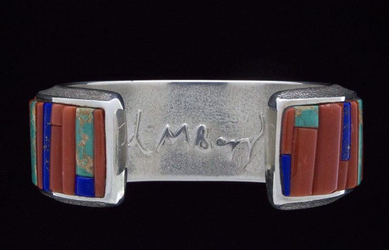 Tufa Cast Bracelet With A Raised Cobblestone Inlay Design