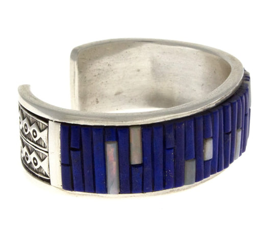 Natural Lapis & Opal Raised Cobblestone Inlay Bracelet